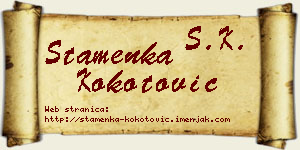 Stamenka Kokotović vizit kartica